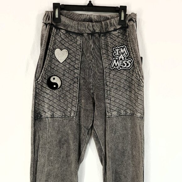 Lauren Moshi Sweatpants Womens XS Im a Mess Lightweight Gray Jogger Pants - Picture 3 of 12